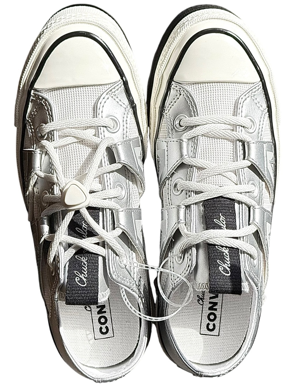 Converse Chuck 70 Low "Metallic Pack" Silver White Sneakers - Style A15188 6.5 - Picture 4 of 16